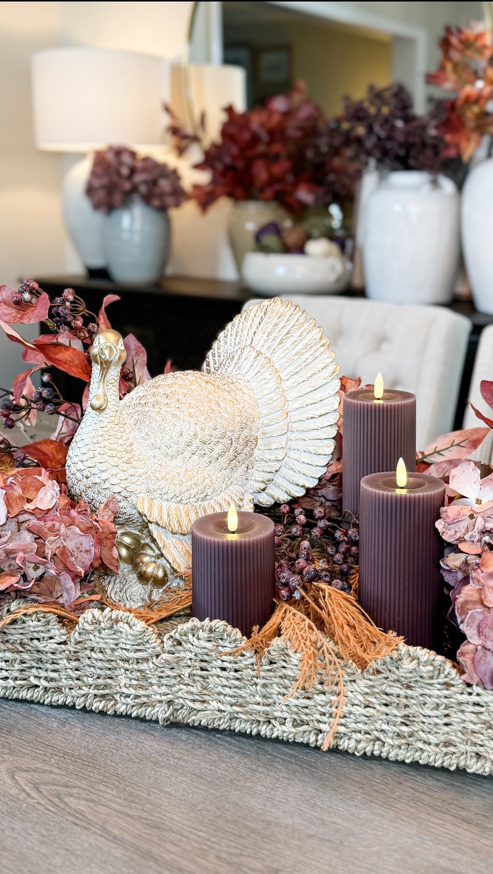 Cozy Fall Tray Styling 🍂✨🦃
Faux berries and fall florals set the stage, flameless candles add a warm glow, and a resin sculpted turkey finishes the look. An effortless way to style your tray for autumn and carry it straight into Thanksgiving.

Fall Decor, Cozy Fall Home, Seasonal Style, LTK Home, Thanksgiving Decor

#LTKSeasonal #LTKHome #LTKStyleTip