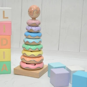 Pastel Donuts Baby Stacker Handmade Wooden Toy Ring Stacker | Etsy | Etsy (US)