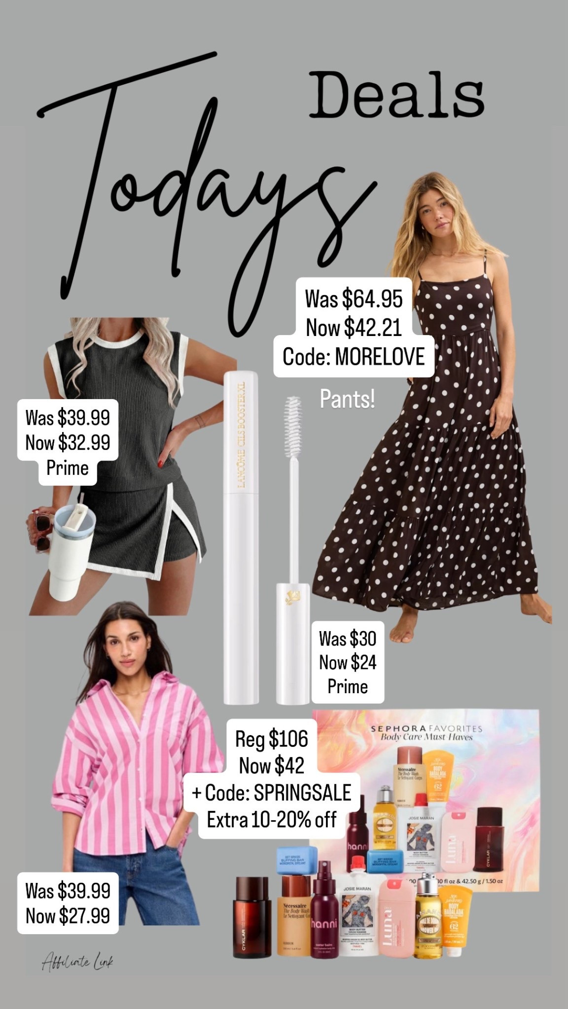 Todays deals
My everyday makeup
Dresses
Spring outfit
Polka dot
Button down 
Matching set
Wide leg 
Jumpsuit
Mother’s Day gift idea
Sephora set on sale

#LTKOver40 #LTKSaleAlert #LTKMothersDay