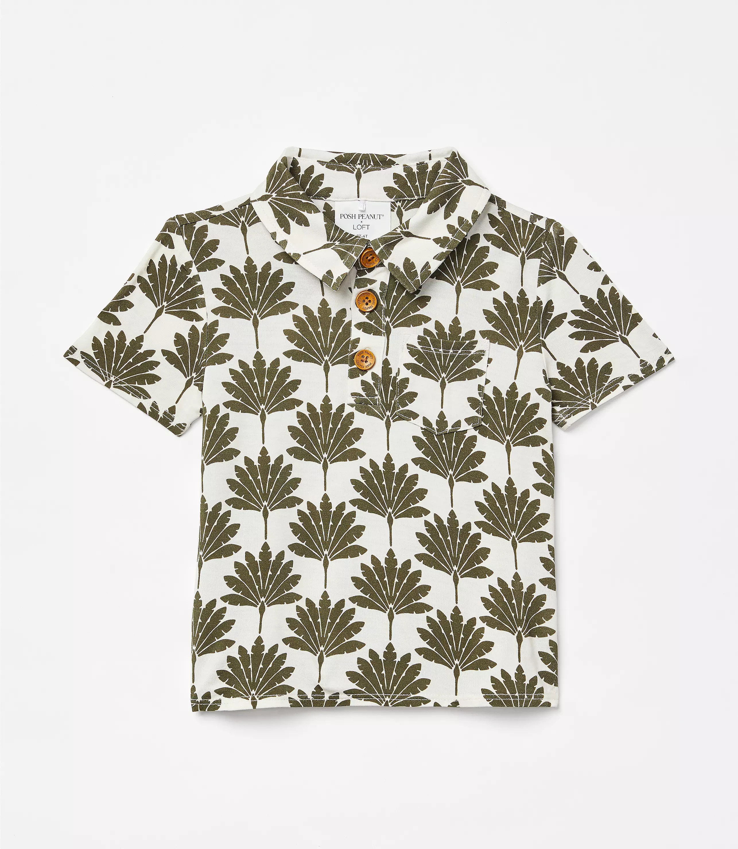 Posh Peanut X LOFT Palm Short Sleeve Collared Henley Top | LOFT