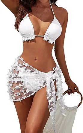 Blooming Jelly Womens 3 Piece Swimsuits Triangle Halter Thong Bikini Set Butterfly Bathing Suits ... | Amazon (US)