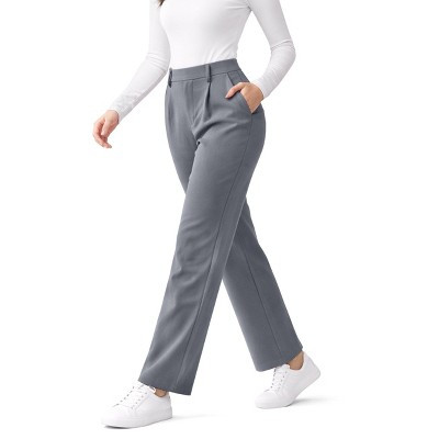 Women's Work Pant Soft Stretch, High Waisted, Straight Leg Pants with Pockets for Business Casual & Office Wear- (SMALL , SILENT STORM) | Target