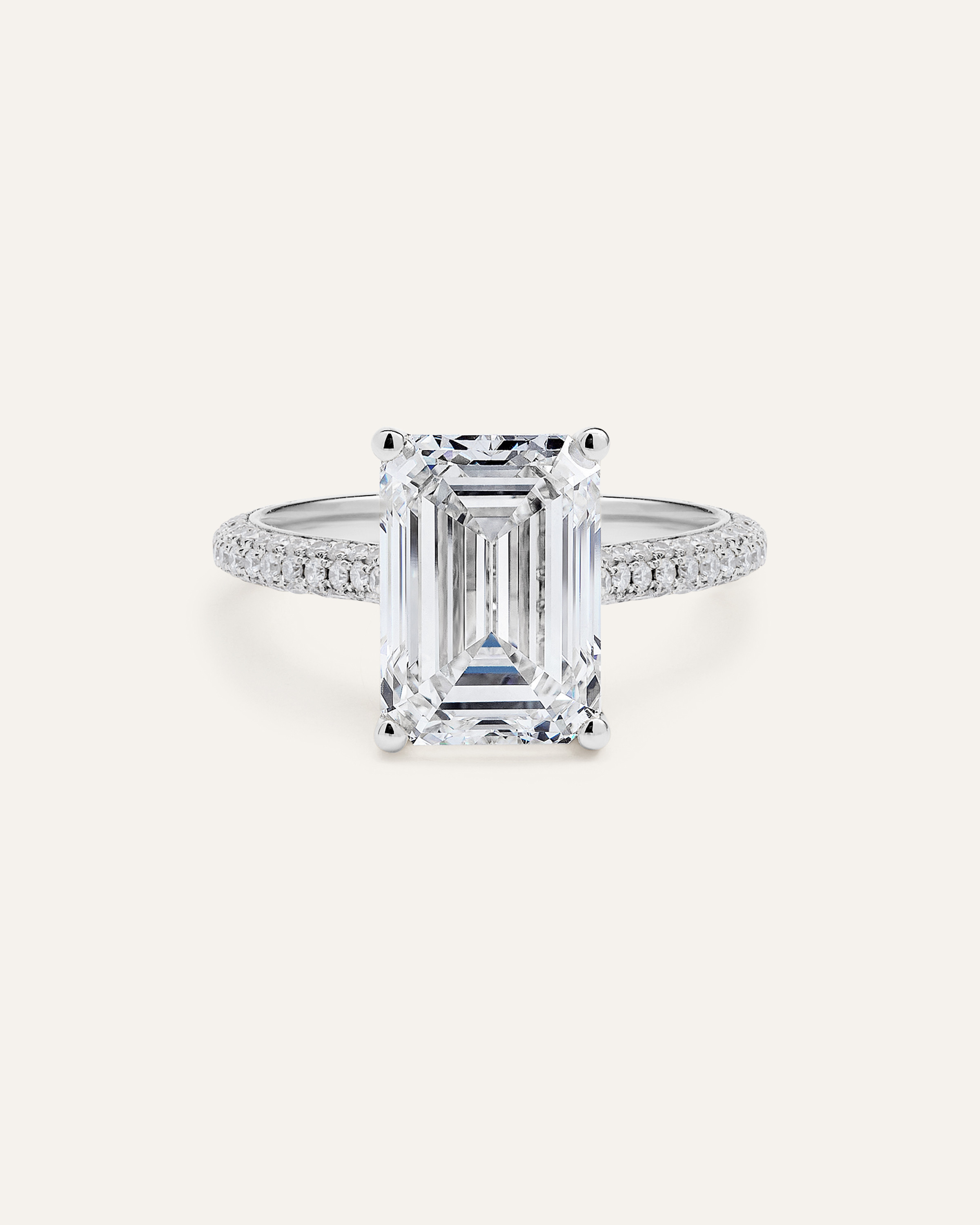 Quince | Women's Lab Grown Diamond Emerald Pave Cathedral Engagement Ring 5ctw in Platinum, Size 6.5 | Quince