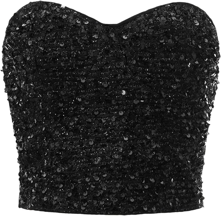SOLY HUX Women's Sexy Sweetheart Neck Ribbed Knit Strapless Bandeau Tube Crop Top | Amazon (US)