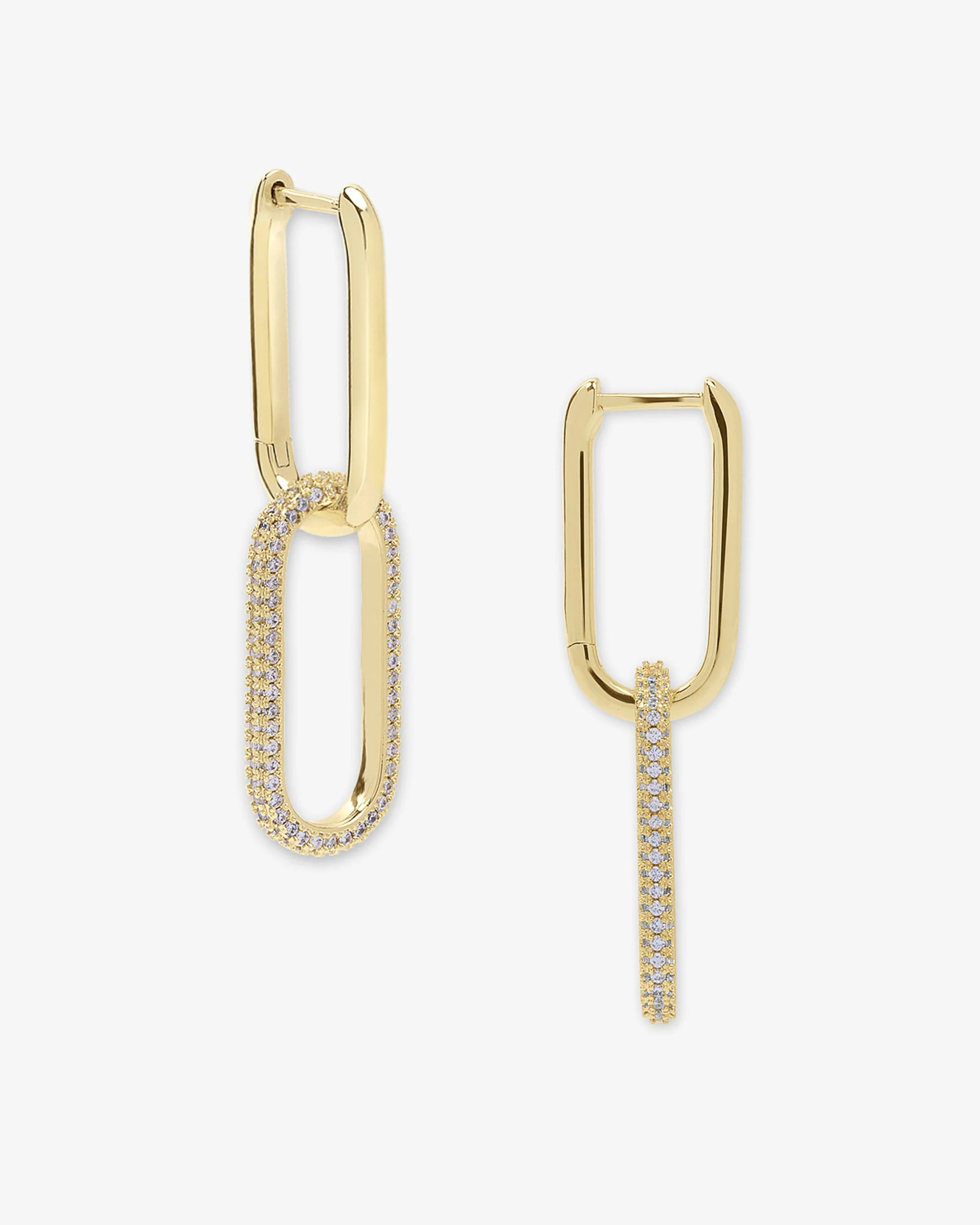 Carrie Pavé Chain Convertible Huggies - Gold|White Diamondettes | Melinda Maria Jewelry