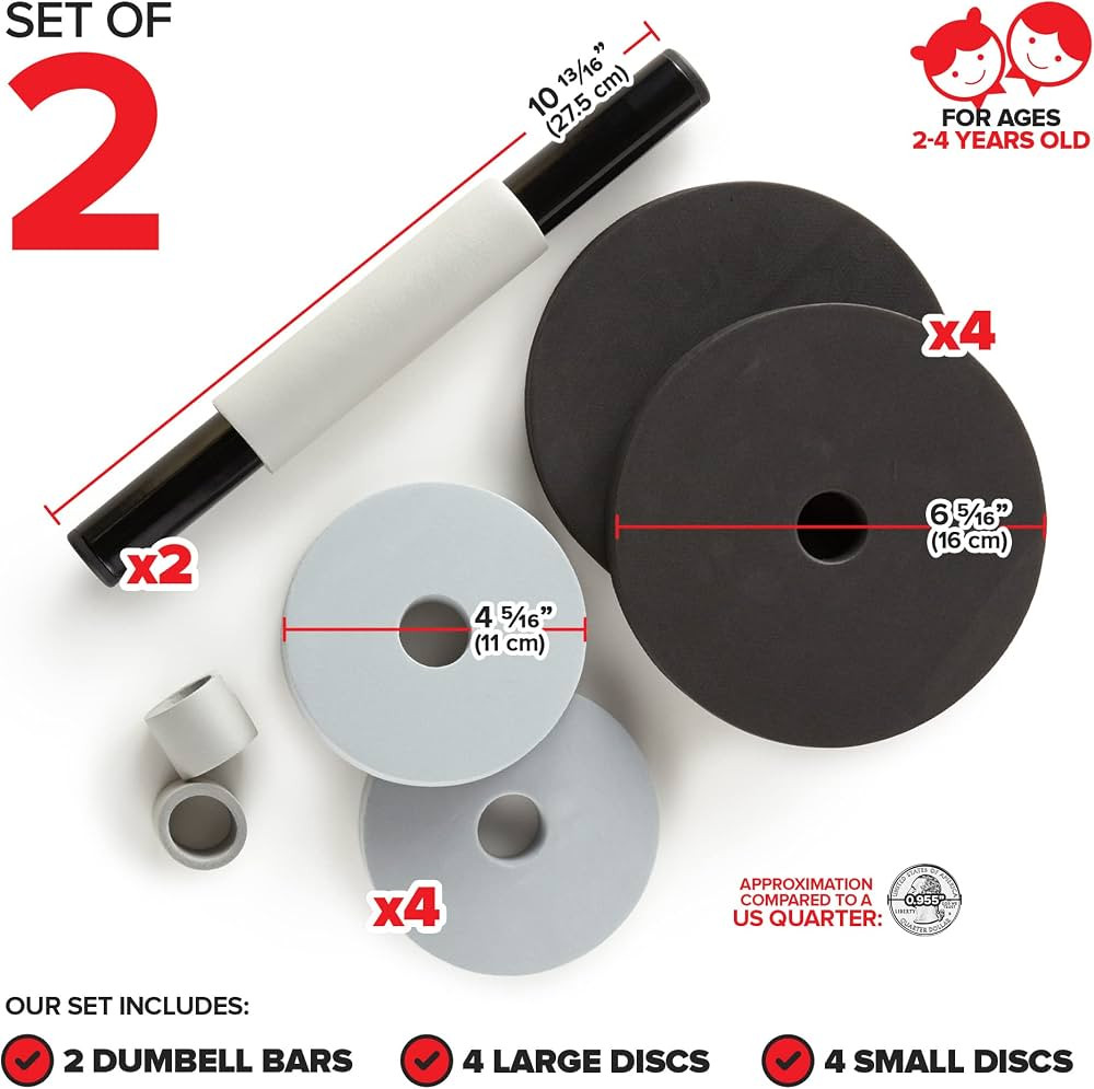 Modern Innovations Kids Weight Set (2 Pack) Toy Dumbbells, Baby Dumbbell Workout Weights, Fun Fit... | Amazon (US)