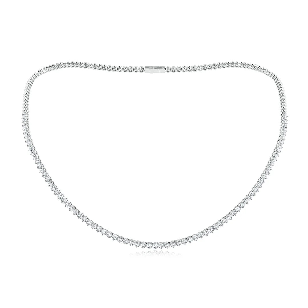Lab-Grown Three-Prong Set Diamond Half Tennis Necklace | Angara Inc.