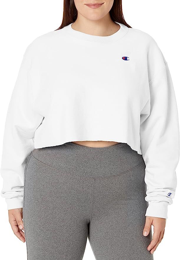 Champion Women's Cropped Reverse Weave Crew, Left Chest C | Amazon (US)