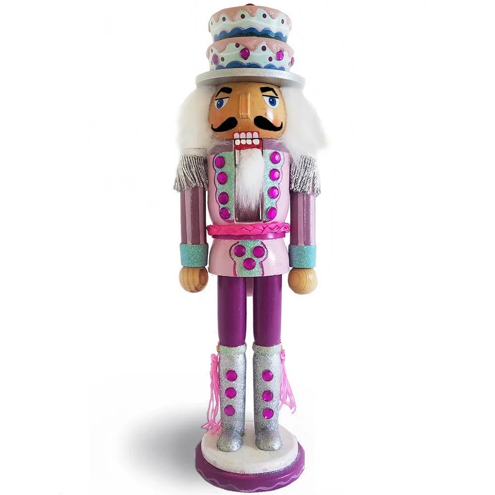 Candy Cane Nutcracker Pink and Teal with Cake Hat 12 inch - Walmart.com | Walmart (US)
