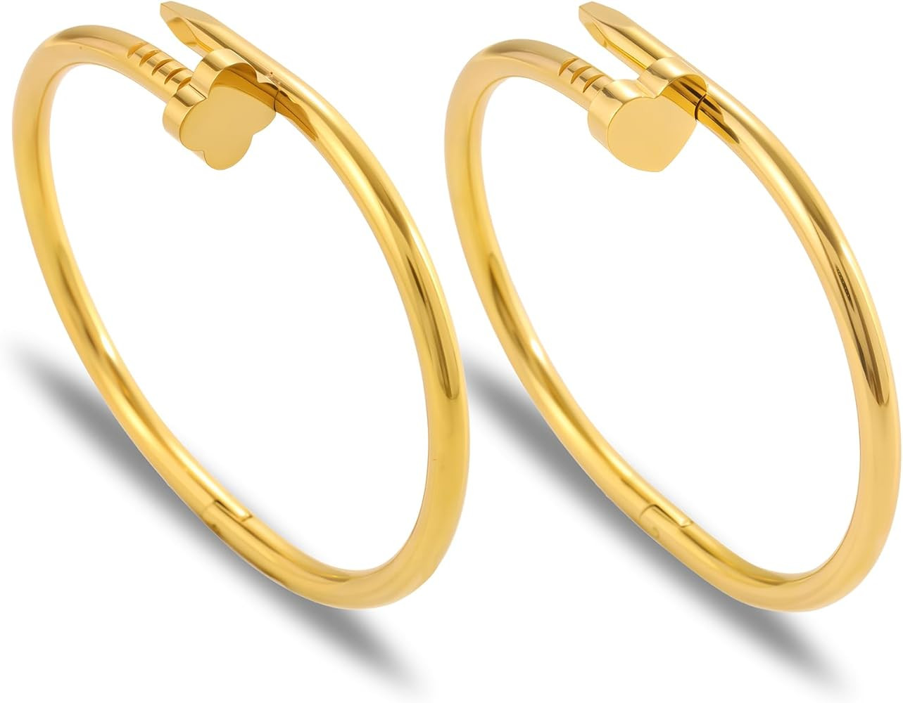 Gold Clover Bracelets for Women - Stackable Stainless Steel Nail Bracelet, Friendship & Love Bang... | Amazon (US)