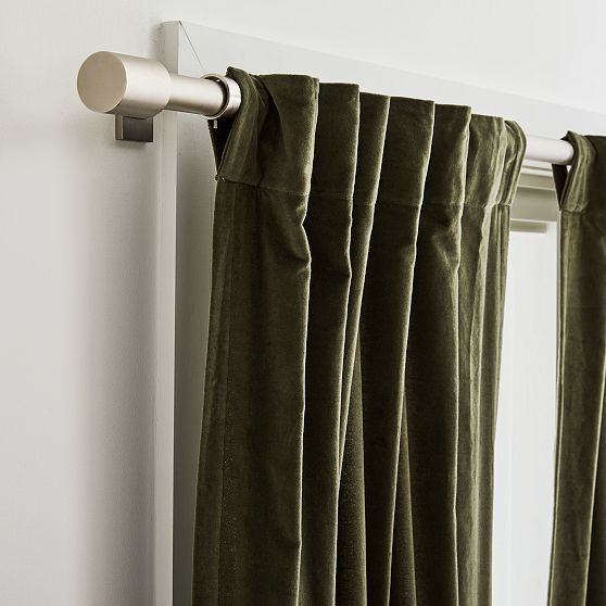Cotton Velvet Blackout Curtain, Dark Olive, 48x84 | West Elm (US)