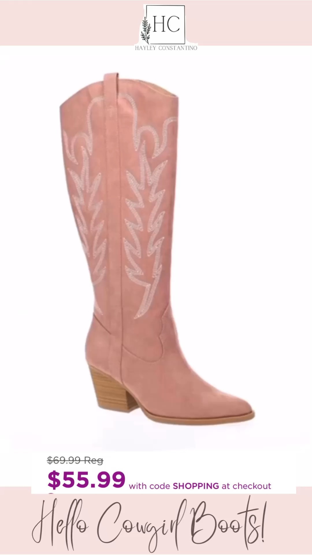 Wearing these darling pink cowgirl boots to the Jason Aldean concert this week. These Tall Western Women's Boots come in three colors and they are on sale! 

BOOT CONSTRUCTION
Upper: Faux Suede
Lining: Jersey
Almond toe
Zipper closure
2.44-in heel
Cowboy boots
Country concert outfit


#LTKShoeCrush #LTKVideo #LTKSaleAlert