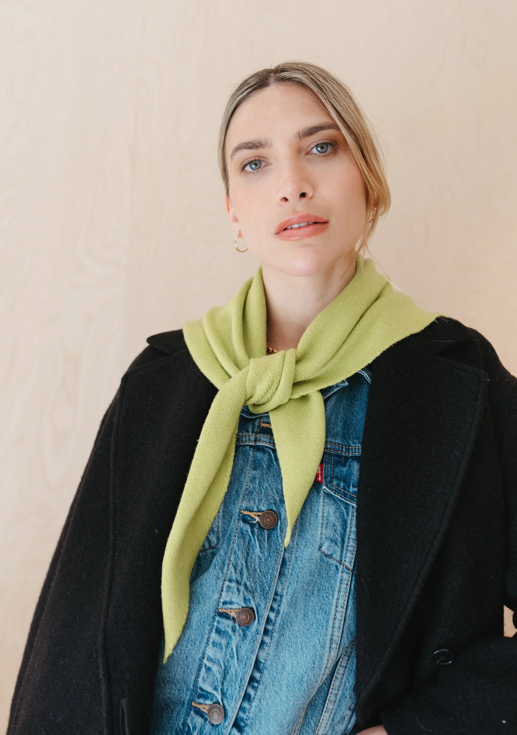 Merino Triangle Scarf in Lime | The Tartan Blanket Co.