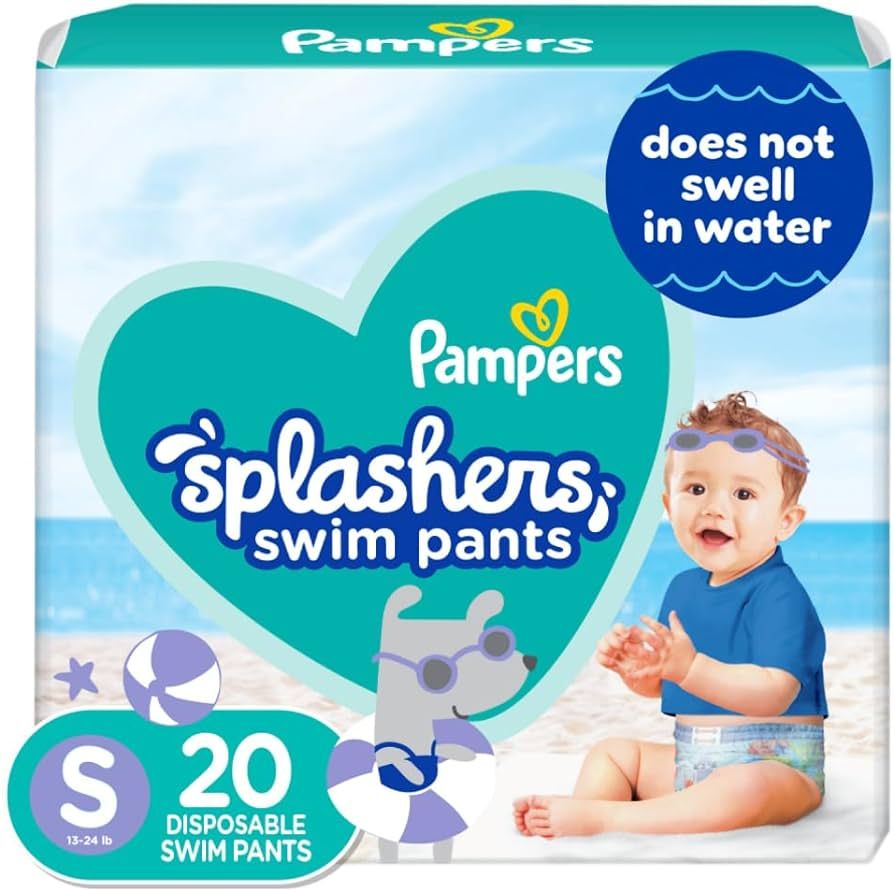 Pampers Splashers Swim Diapers - Size S, 20 Count, Gap-Free Disposable Baby Swim Pants | Amazon (US)