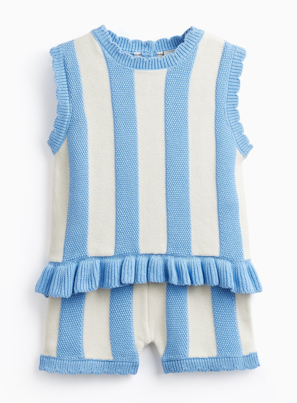 Blue Stripe Print Peplum Knitted Vest & Shorts Set 4-5 years | Tu Clothing