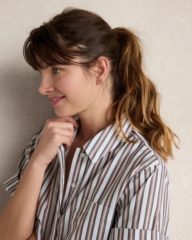 Organic Cotton Poplin Statement Stripe Pajama Top | Talbots