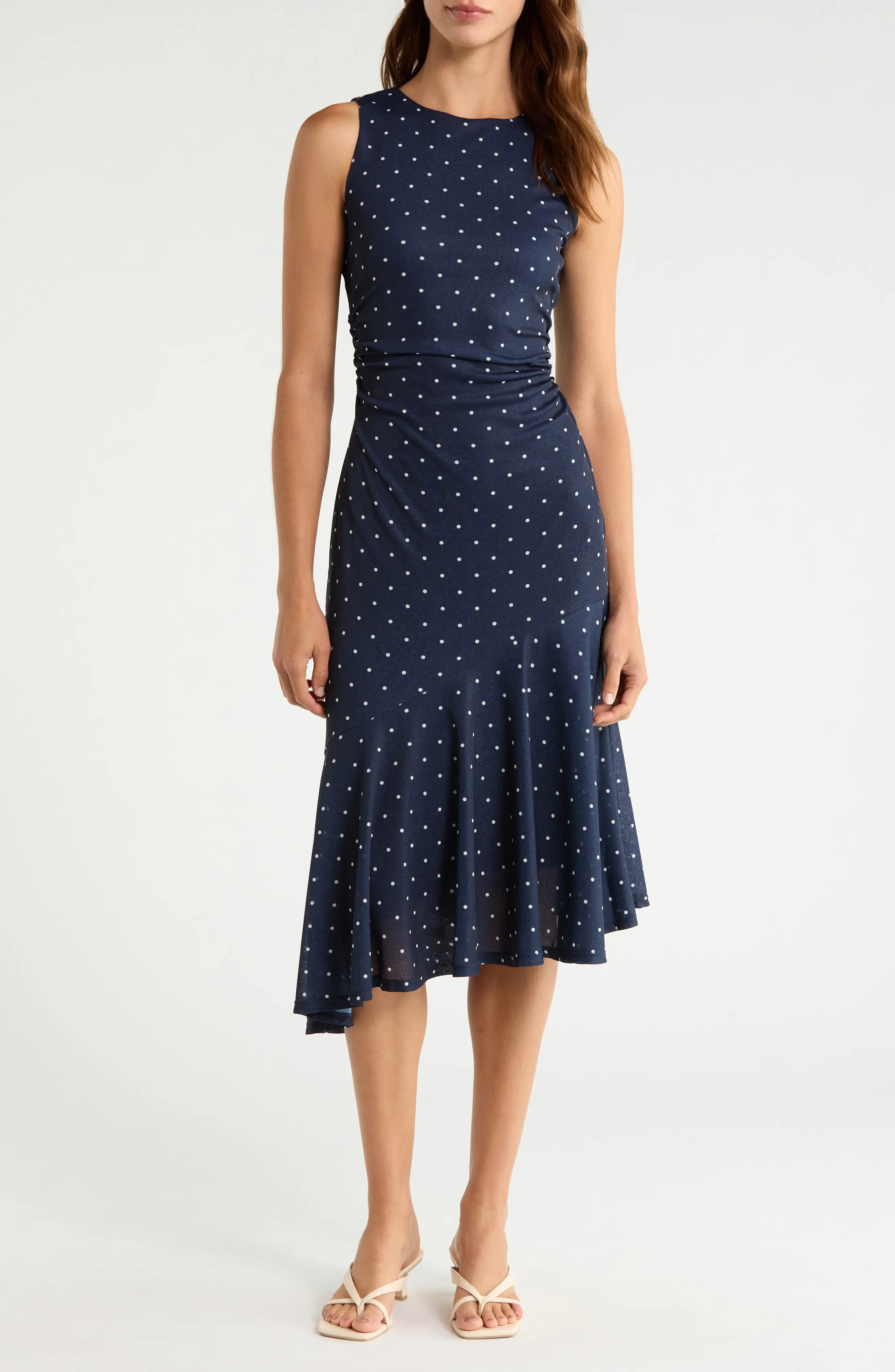 Rails Daija Polka Dot Sleeveless Asymmetric Midi Dress (Women) | Nordstrom | Nordstrom