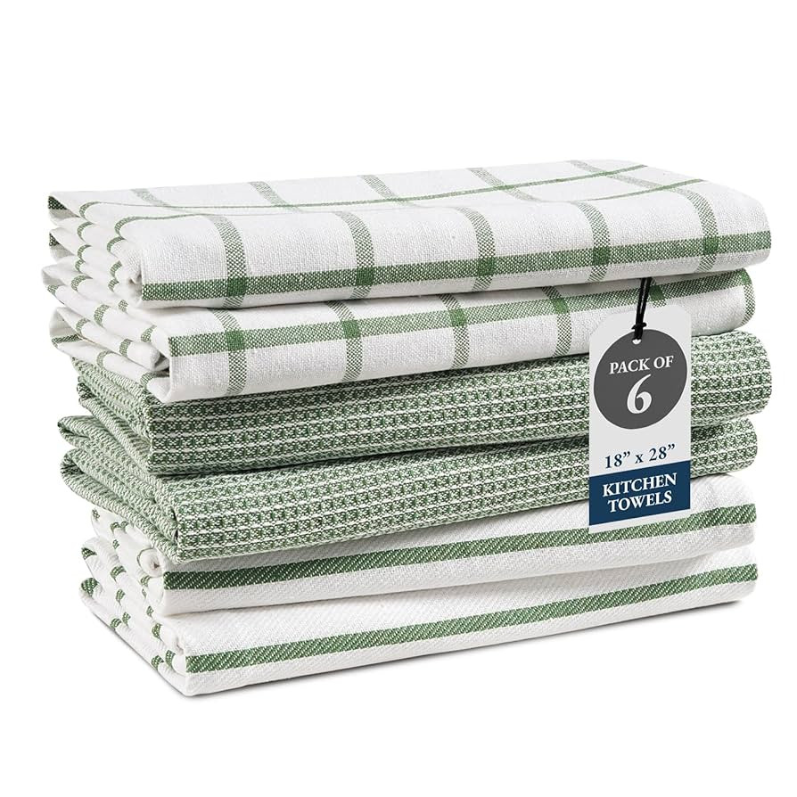 LANE LINEN Cotton Kitchen Towels Set, 6-Pack – Absorbent, Quick-Drying Dish Towels, 18" x 28", ... | Amazon (US)