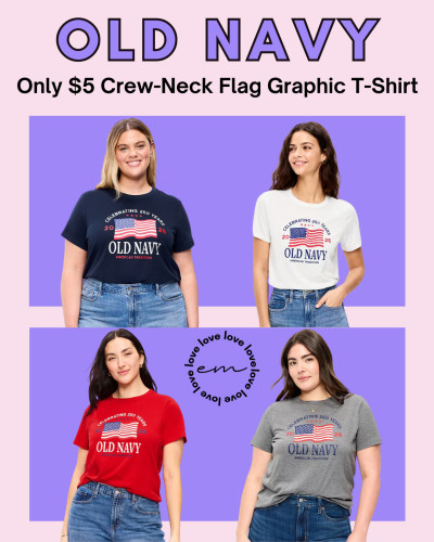 If you need a quick and easy summer outfit, this $5 flag tee is such a great pick! It looks so cute paired with your favorite denim shorts and white sneakers, or you can even size up for an oversized swimwear cover-up vibe. old navy, graphic tee, crew-neck shirt, basic top 

 #LTKootd #LTKSaleAlert #LTKMidsize