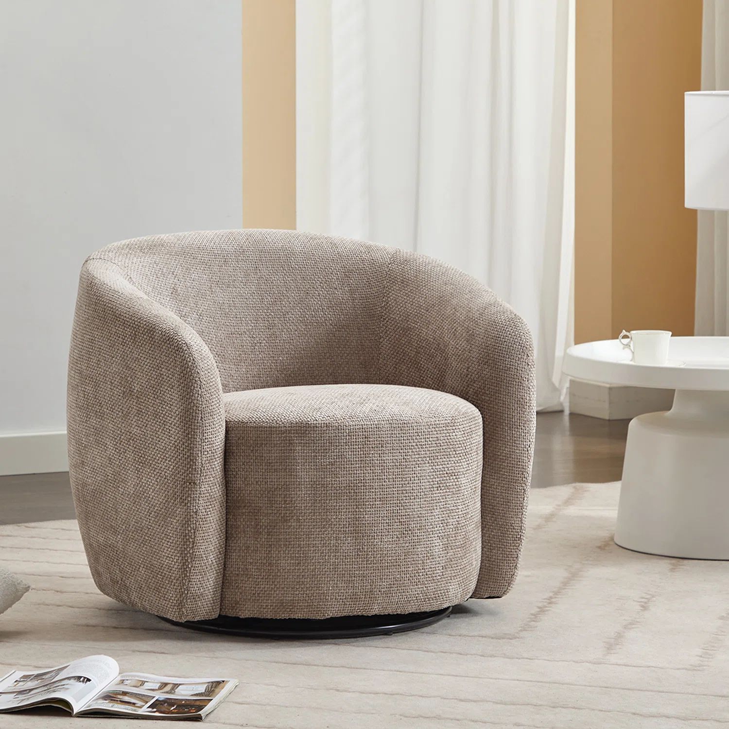 Wrought Studio Castillon Velvet Upholstered Swivel Barrel Chair | Wayfair | Wayfair North America