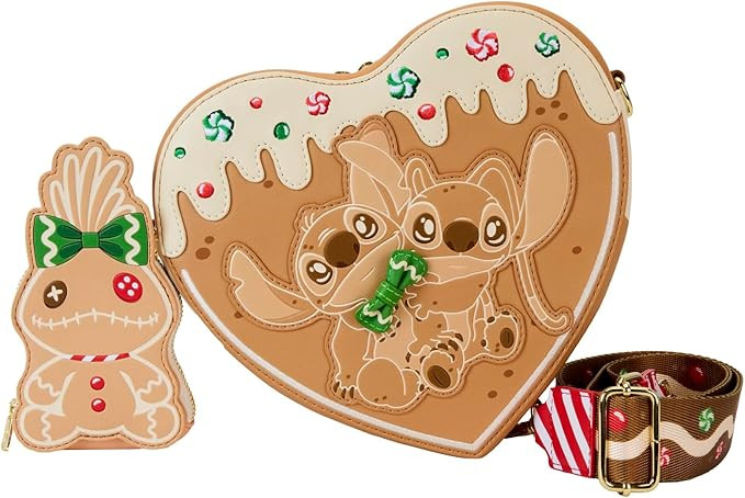 Loungefly Disney Lilo & Stitch Angel and Stitch Gingerbread Heart Crossbody Bag | Amazon (US)