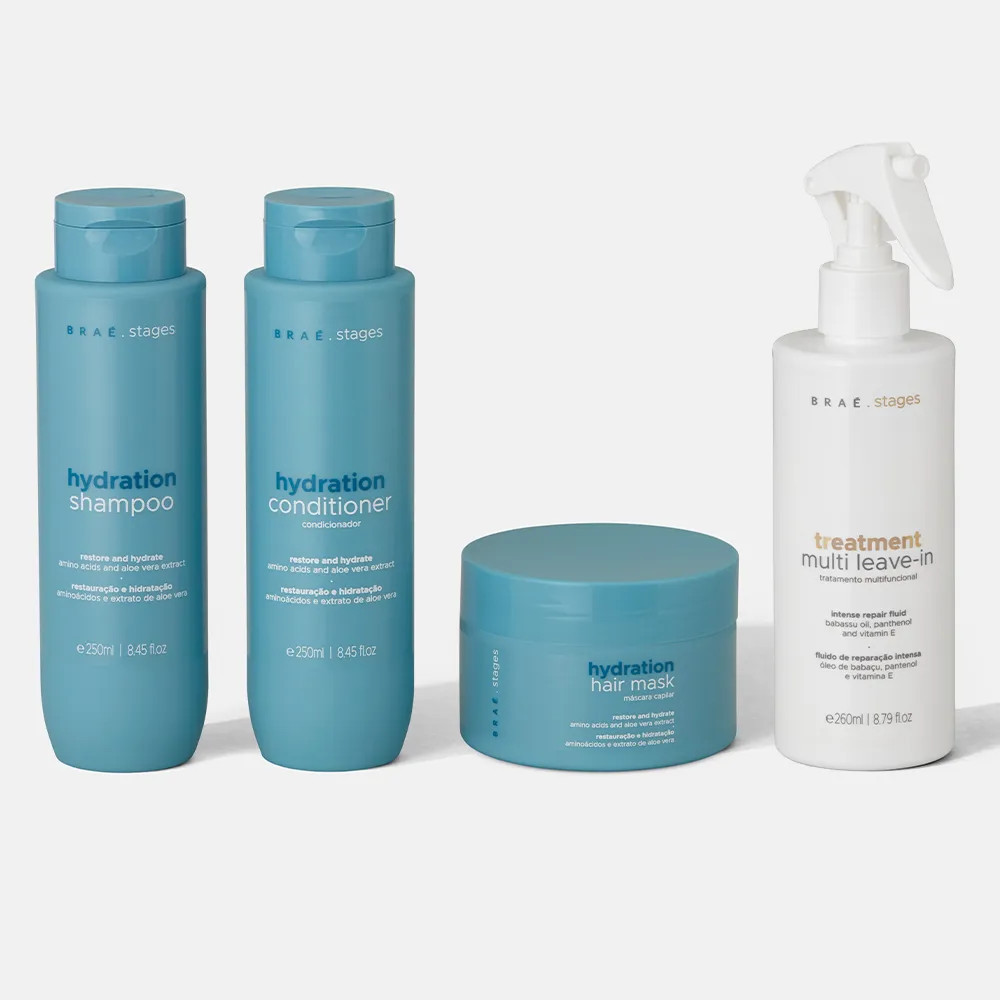 Kit Hidratação Braé Stages Shampoo + Condicionador + Máscara + Leave-in Spray | Braé (BR)
