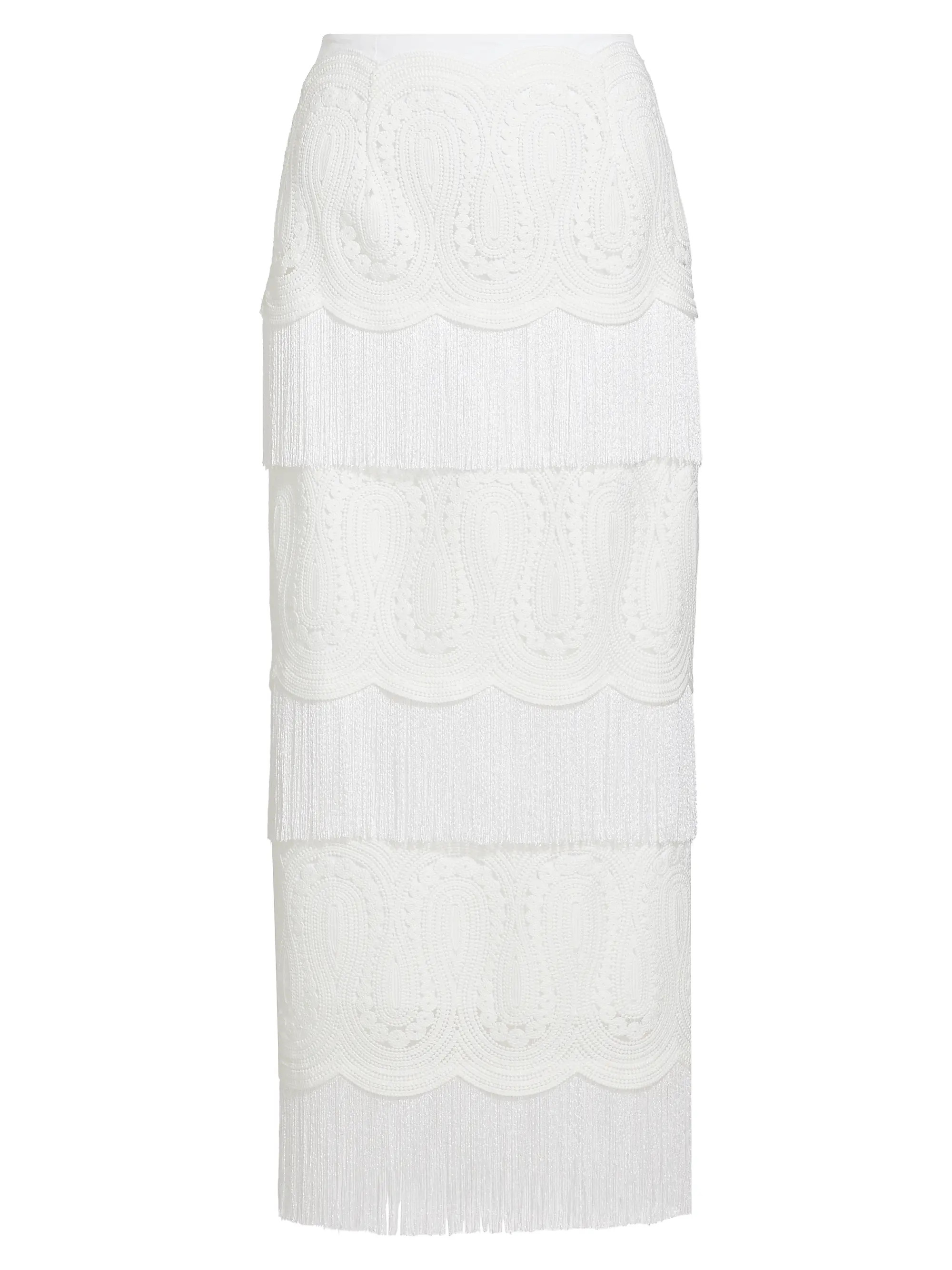 Lela RoseLace Fringe-Trim Pencil Skirt | Saks Fifth Avenue