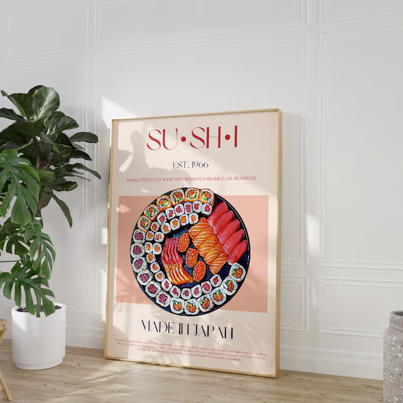 Sushi Poster, Food Print, Modern Kitchen Decor, Digital Download, Large Printable Art, Exhibition... | Etsy (US)
