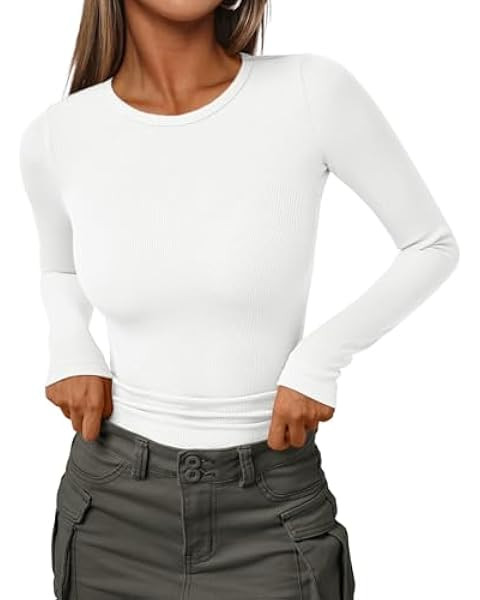 PUMIEY Women's Long Sleeve T Shirts Crew Neck Slim Fit Tops Sexy Basic Tee Smoke Cloud Pro Collec... | Amazon (US)