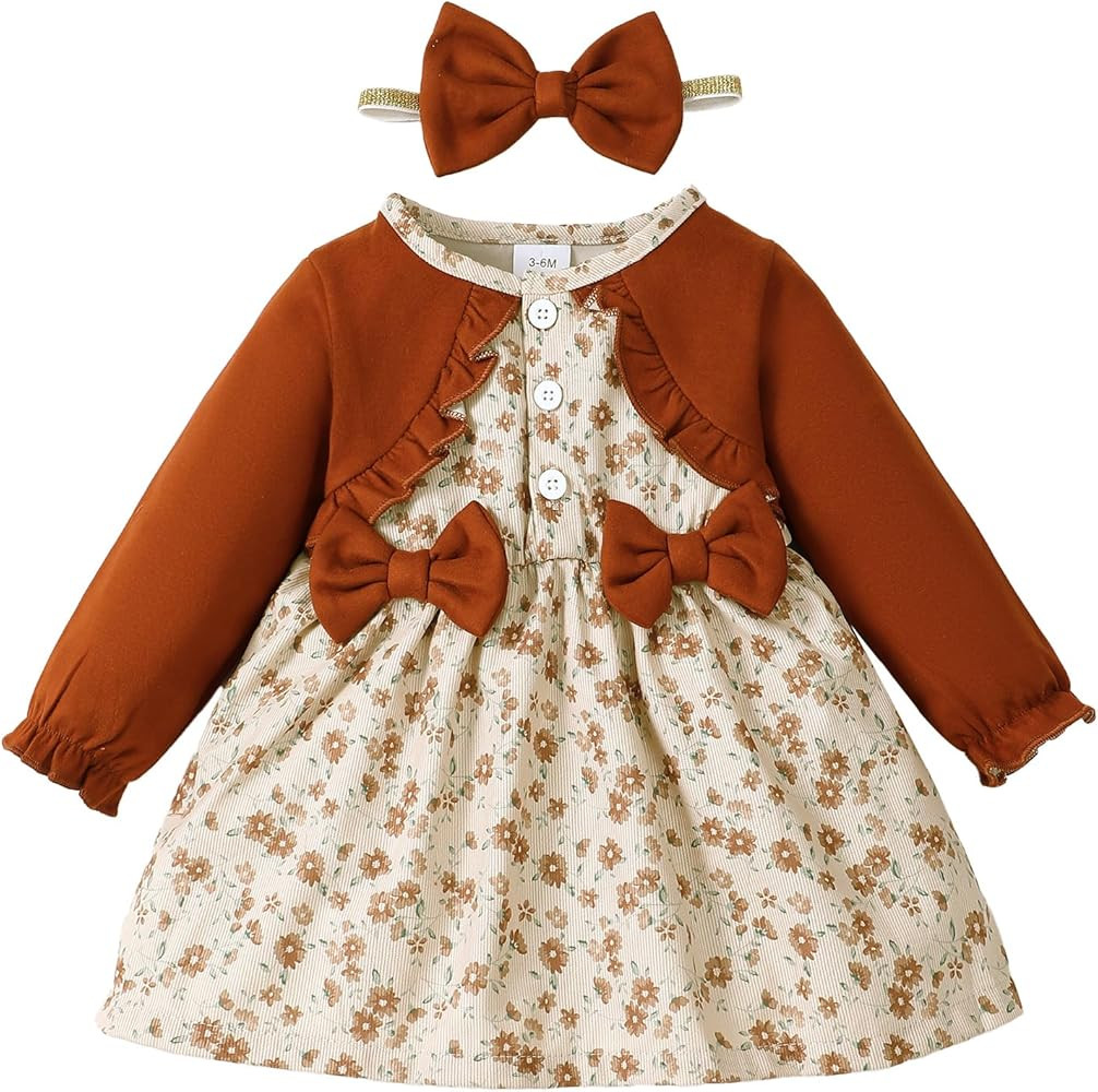 Toddler Baby Girl Dress Toddler Girl Fall Winter Clothes Long Sleeve Ruffle Princess Dresses for ... | Amazon (US)