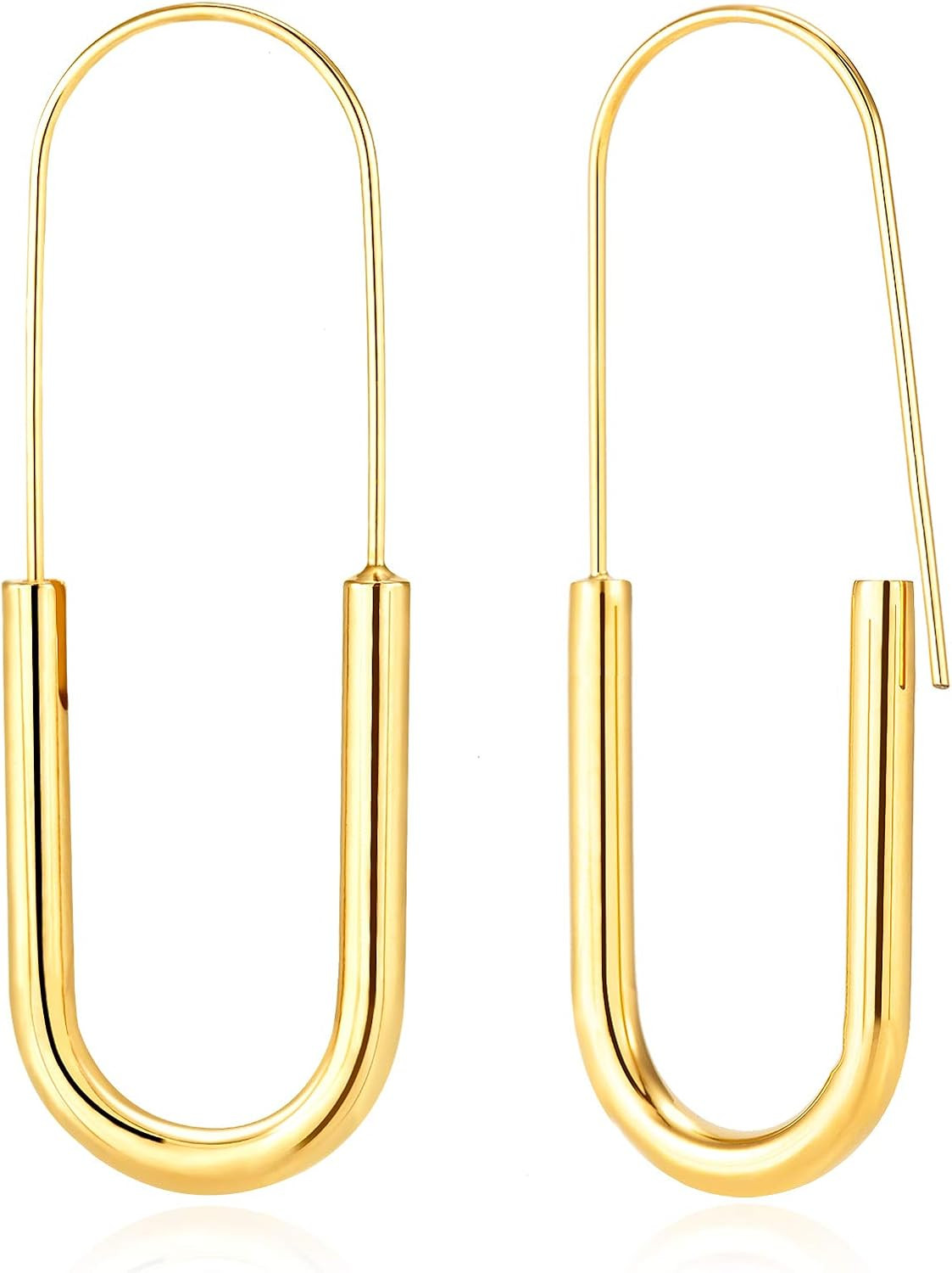 Pin Earrings Hoop: Minimalist Hypoallergenic Gold Plated Fashion Trendy Jewelry for Women Girls Teen | Amazon (US)