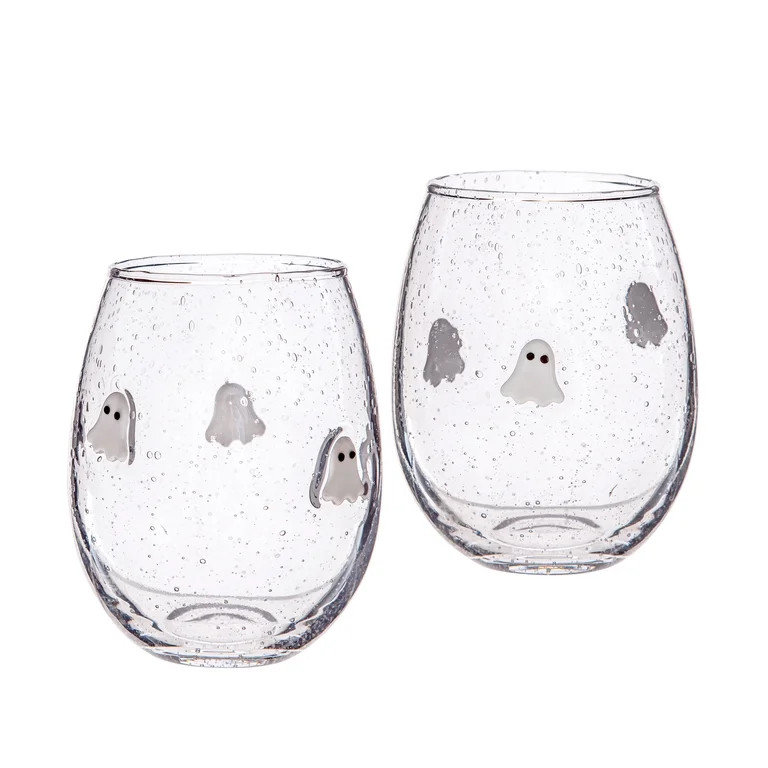 Way to Celebrate 2pack Bubble Stemless Wine Glass Ghost | Walmart (US)