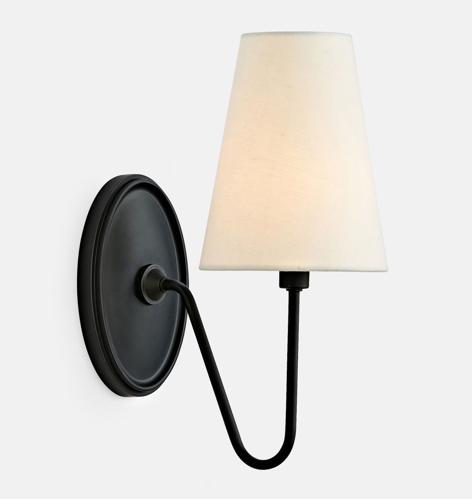 Berkshire Oil-Rubbed Bronze Single Sconce with White Shade
 | Rejuvenation | Rejuvenation