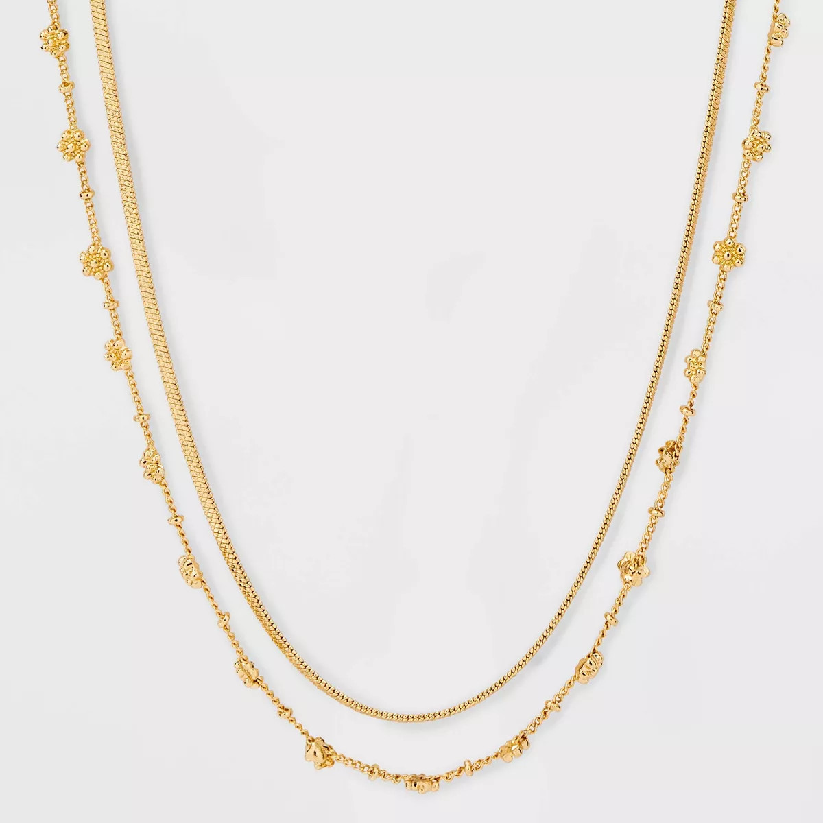 Floral Stationed Layered Necklace - Universal Thread™ Gold | Target