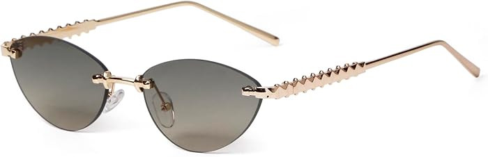 ADE WU Vintage Rimless Sunglasses Retro Cat eye Luxury Gold Metal Frameless | Amazon (US)
