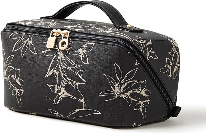 EACHY Travel Makeup Bag, Large Capacity Cosmetic Bags for Women, Waterproof Portable Pouch Open F... | Amazon (US)
