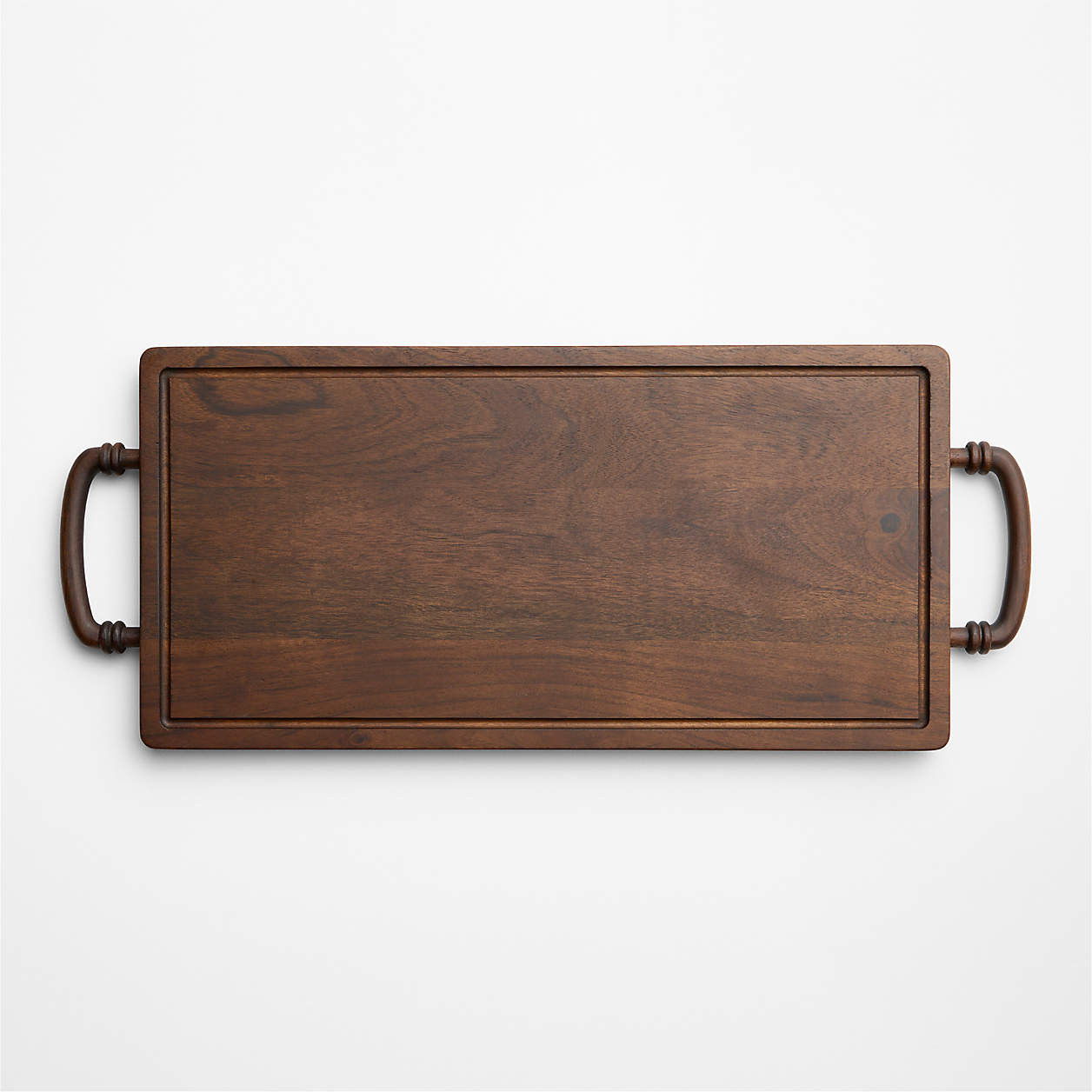 Coventry Carved Wood Serving Board with Handles | Crate & Barrel | Crate & Barrel