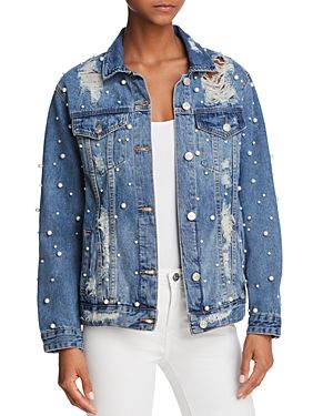 Sunset + Spring Embellished Distressed Denim Jacket - 100% Exclusive | Bloomingdale's (US)