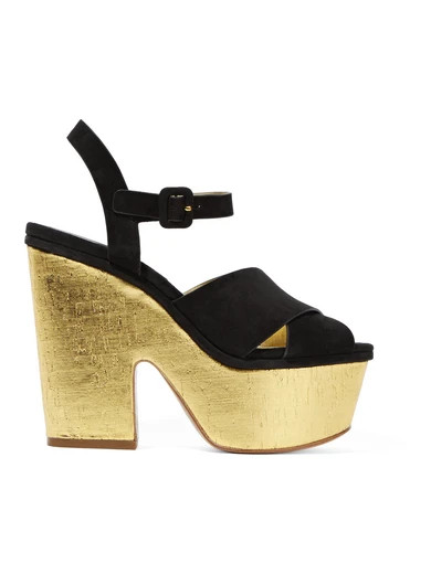 Hilary suede and metallic cork platform sandals | NET-A-PORTER (US)