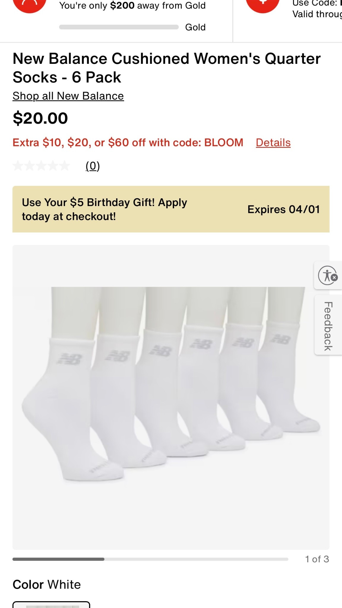New Balance Cushioned Women's Quarter Socks - 6 Pack

$20