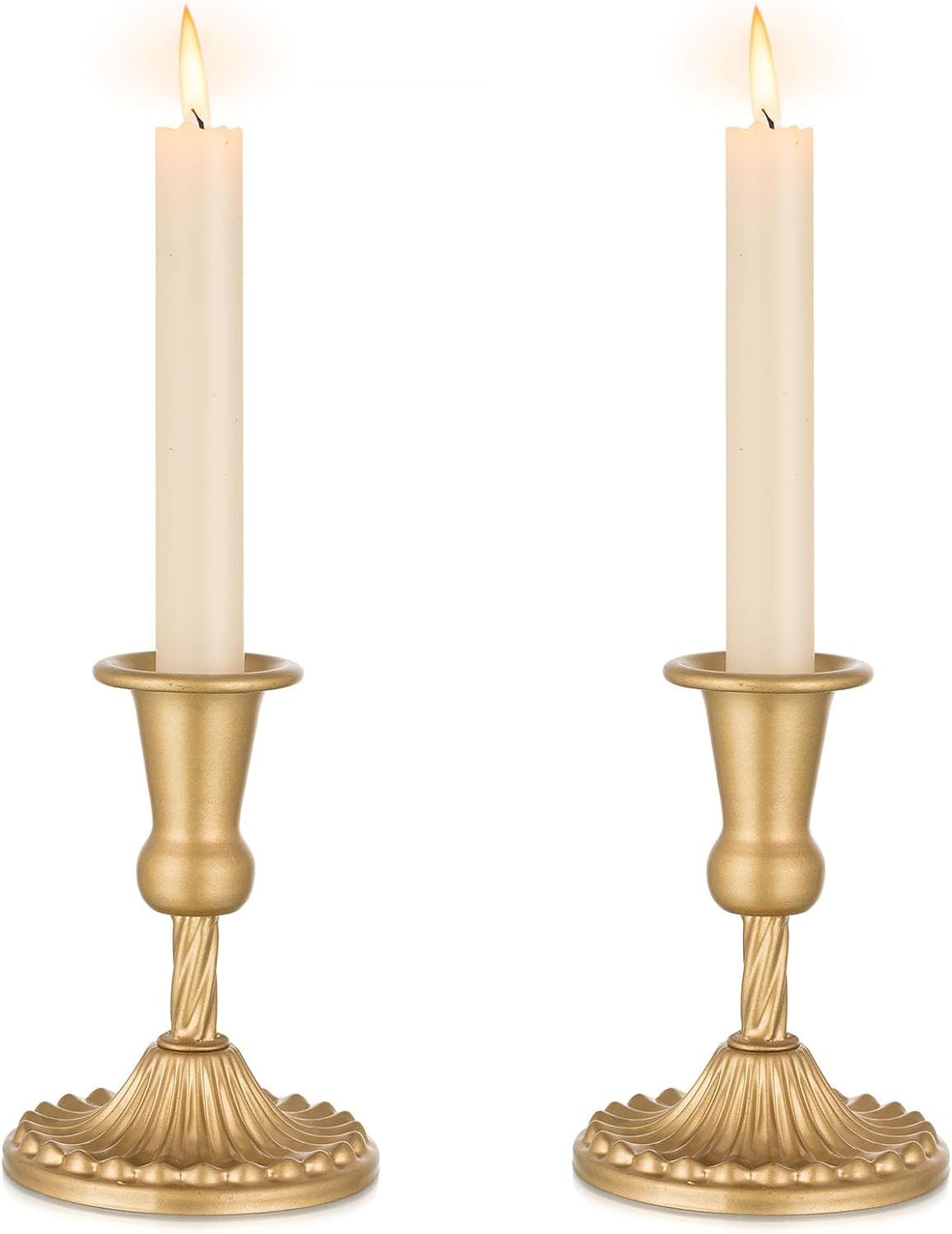 Gold Candle Holders Brass Candlestick Holders: 2 Pcs Taper Candle Holders, Candle Holders for Can... | Amazon (US)