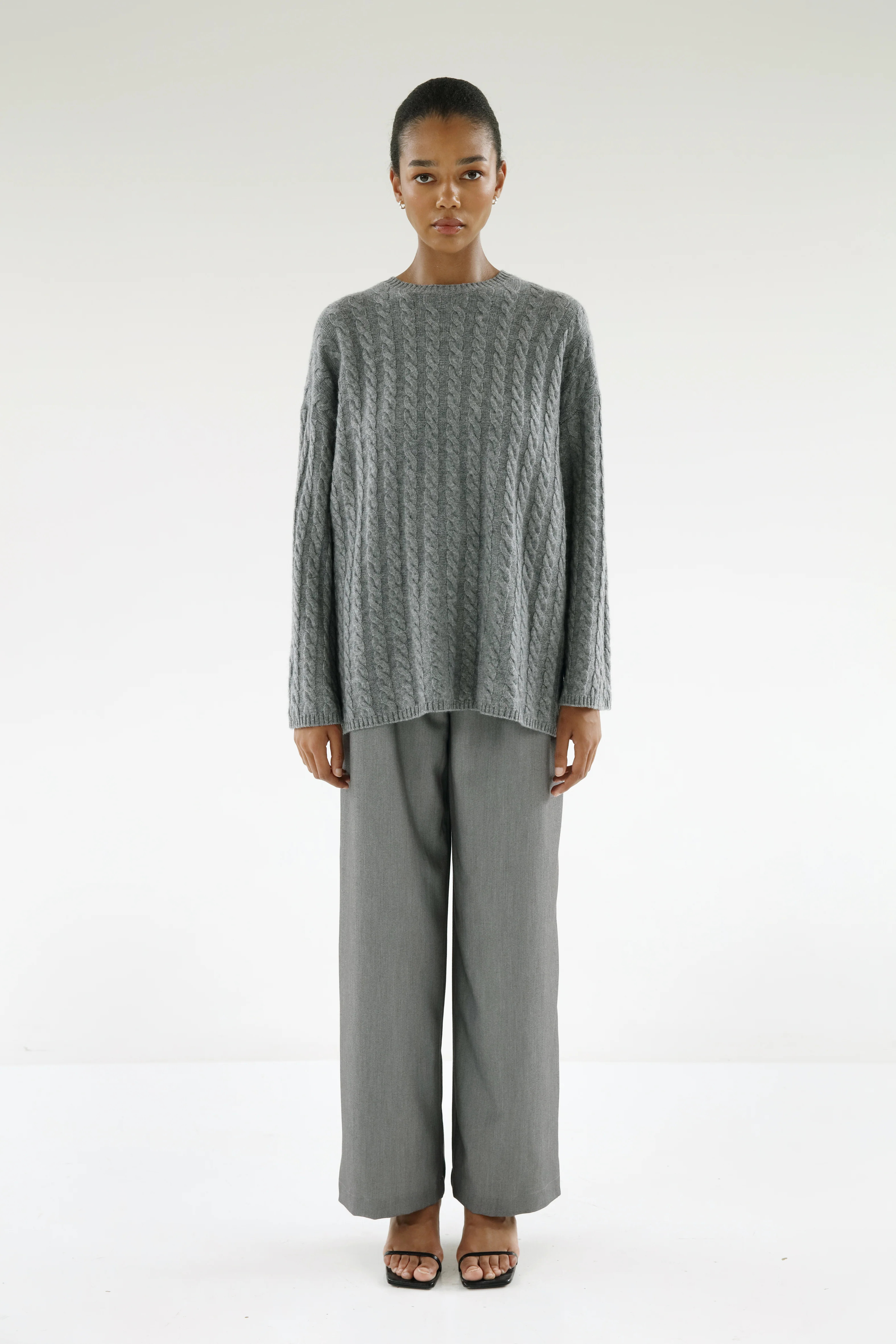 Noa Cable Knit Sweater, grey | Almada Label
