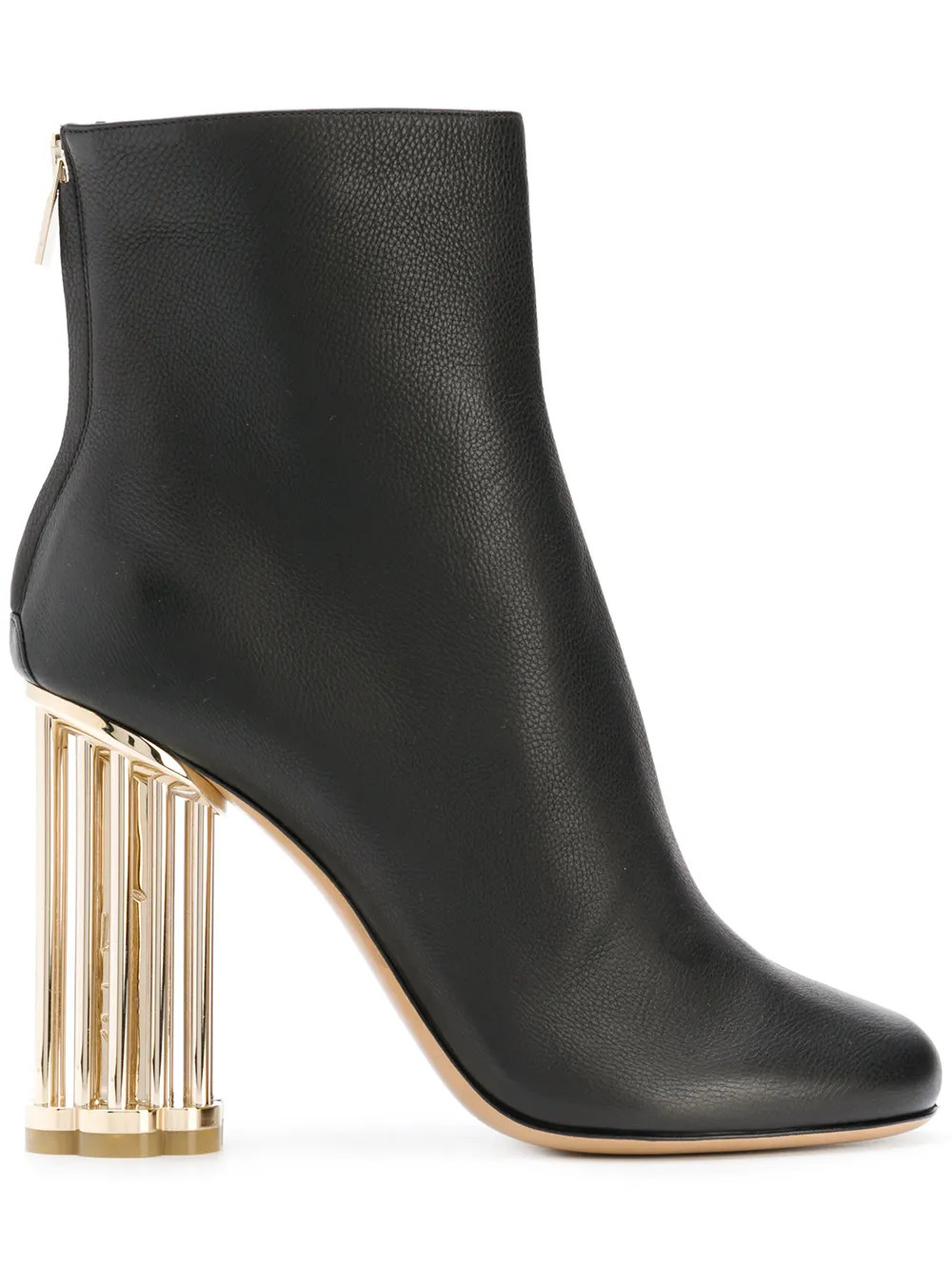 Salvatore Ferragamo flower heel ankle boots - Black | FarFetch US