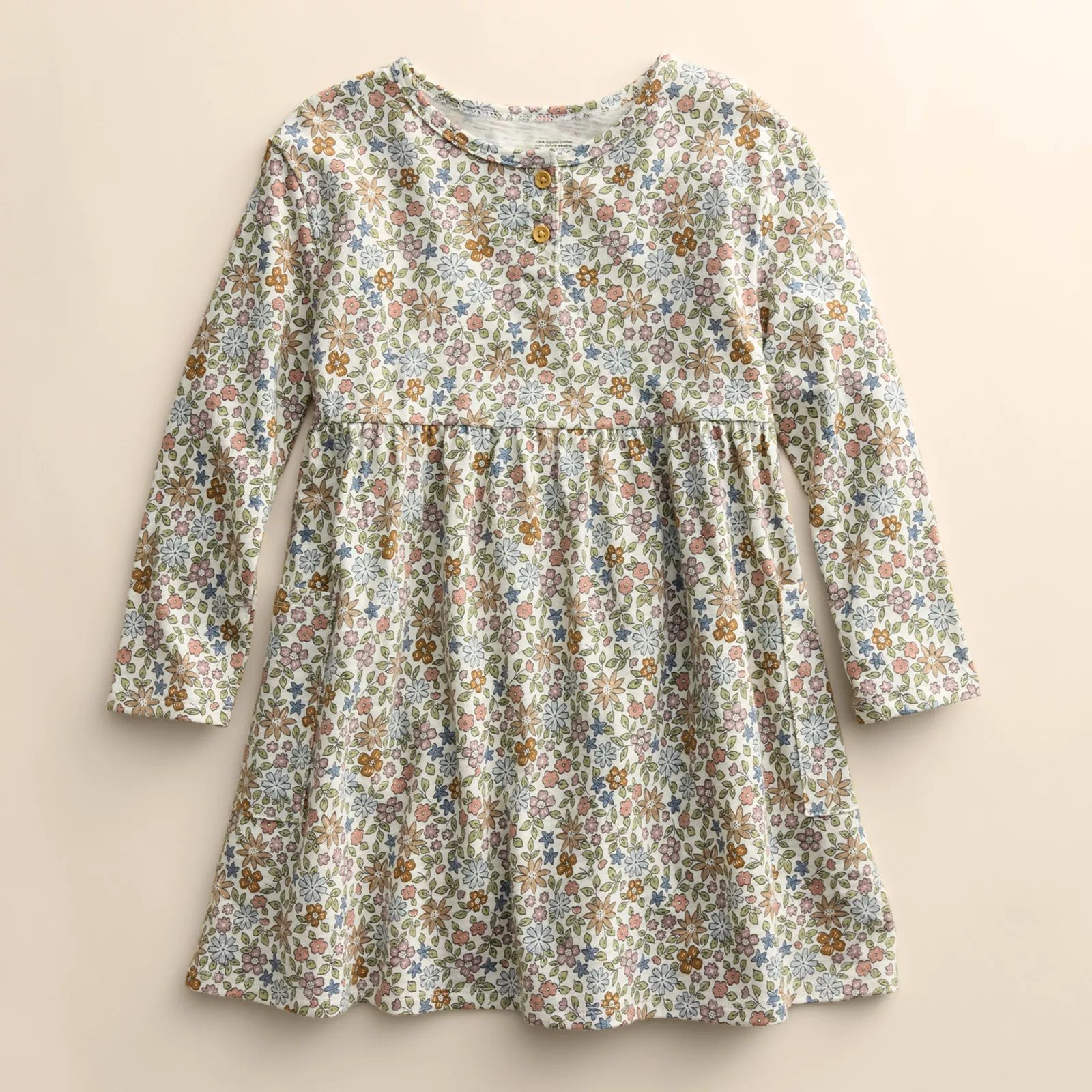 Baby & Toddler Girl Little Co. by Lauren Conrad Organic Long Sleeve Henley Pocket Dress | Kohl's