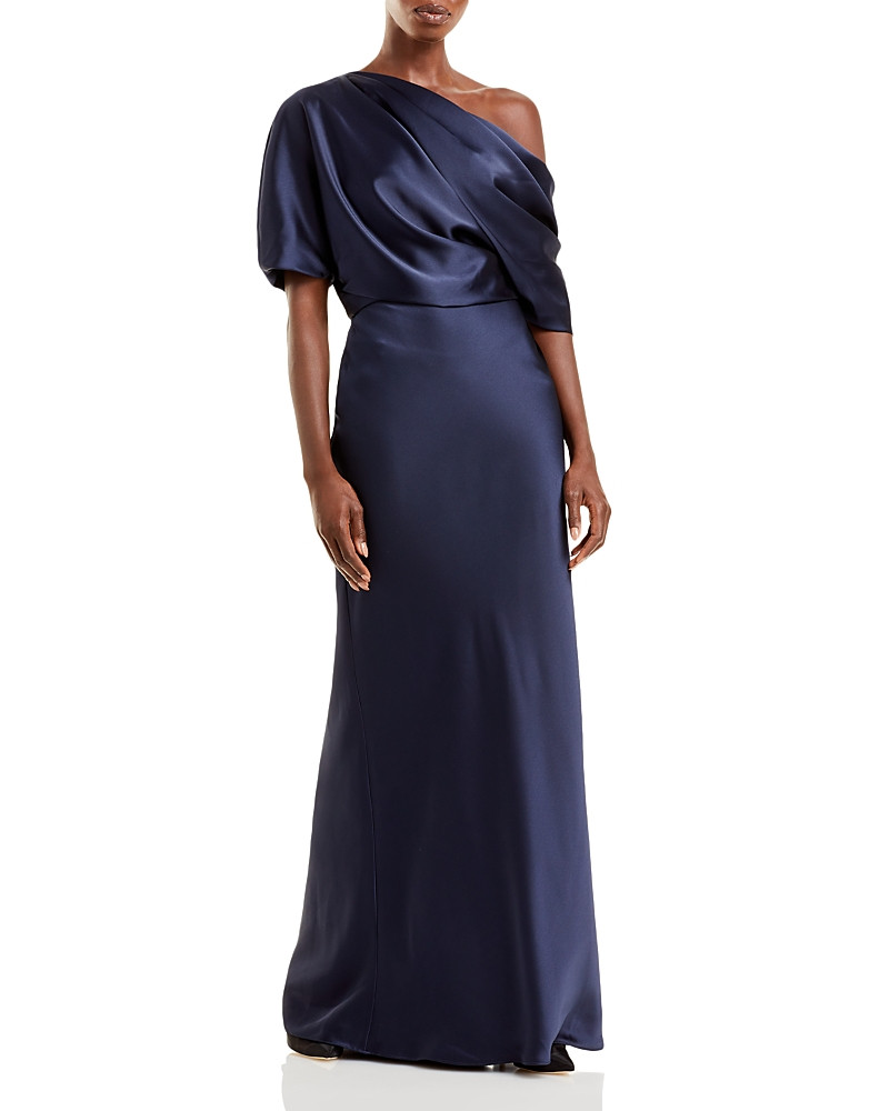 Amsale Draped Satin One Shoulder Dress | Bloomingdale's (US)