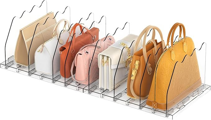 Ronlap Purse Storage Organizer for Closet, Clear Closet Bag Storage Dividers Rack Shelf Purse Div... | Amazon (US)
