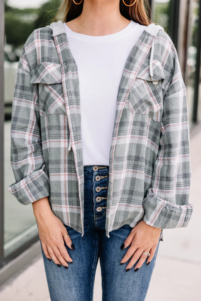 Help You Out Dusty Olive Green Plaid Shacket | The Mint Julep Boutique