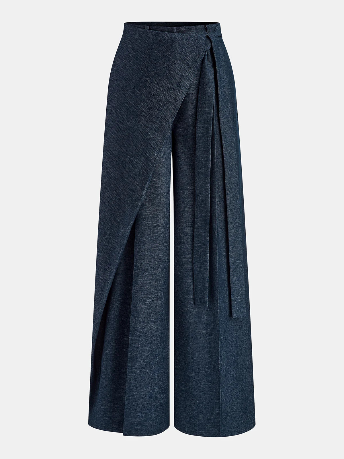 Asymmetric Wrap Wide-Leg Pants | Commense