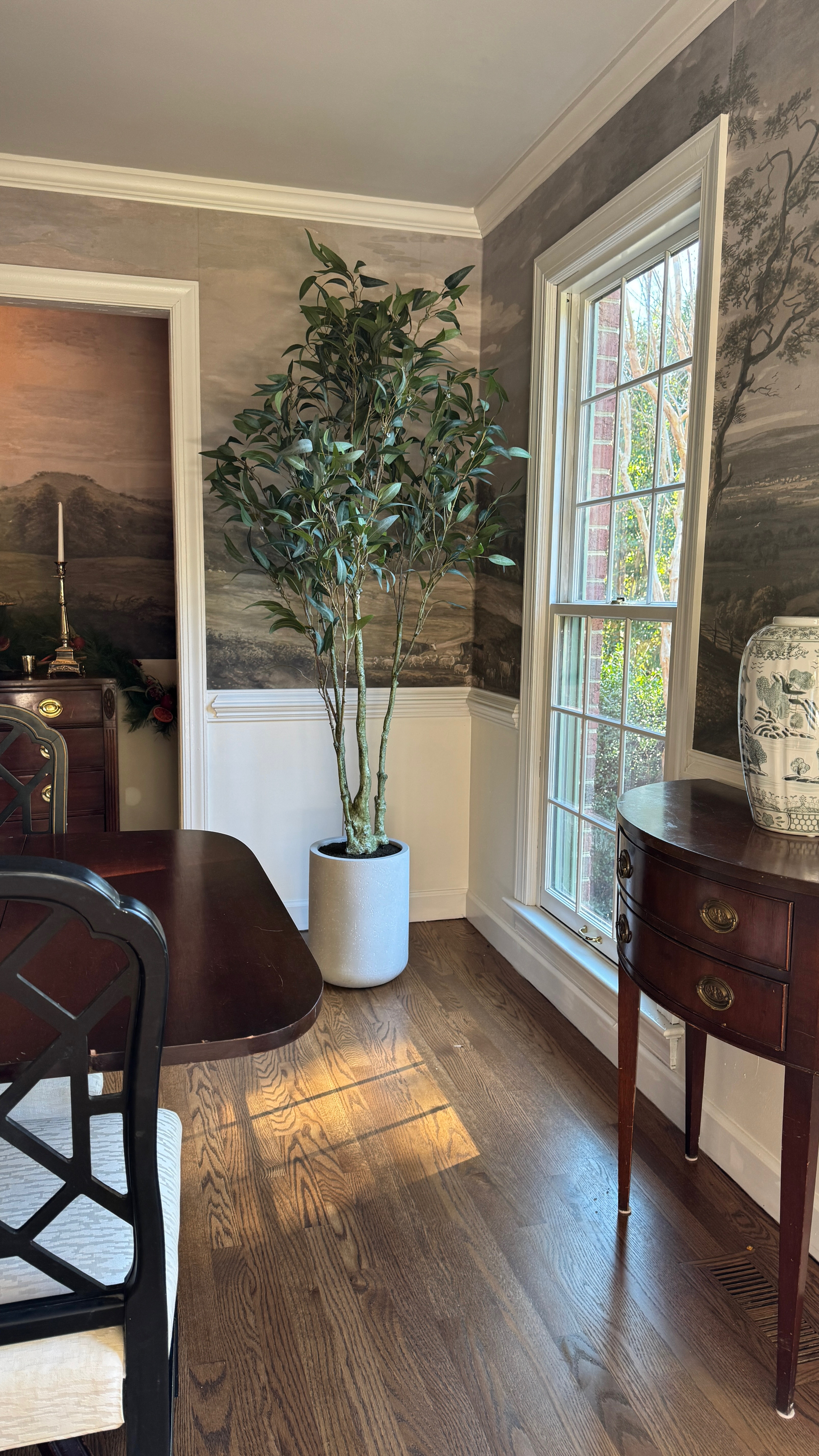 After taking down our Christmas tree, I felt like something was missing. I decided to replace it with the CG Hunter Faux Willow Eucalyptus Tree. Save 20% with code CJILL20. Standing at 7' tall in its Artisan Planter, this tree is life-like, elegant, and maintenance-free. I love its earthy and contemporary look to balance our traditional mural wallpaper. I’ve linked other beautiful faux trees by @cghunterhome below!  #CGHunter #CGHunterPartner #ltkhome 
 

 

#LTKStyleTip