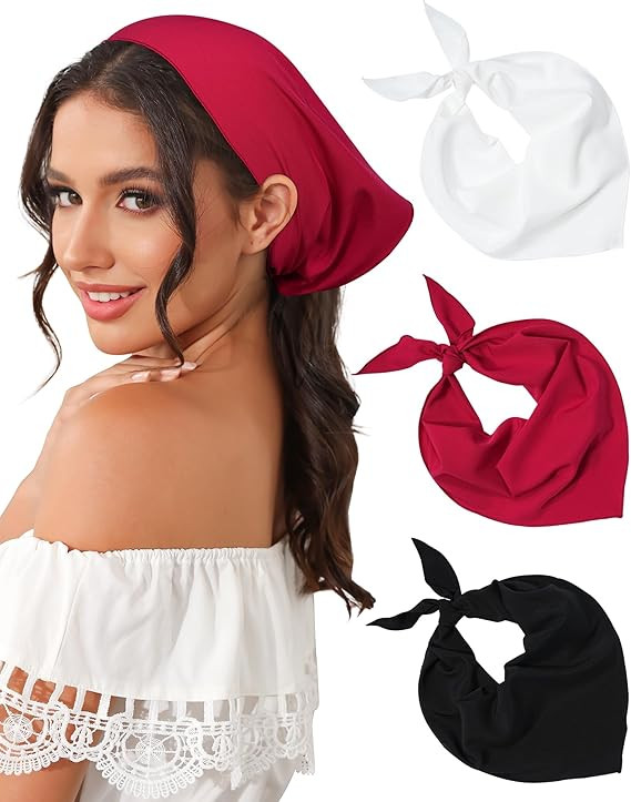 AWAYTR Triangle Head Scarf Hair Bandanas for Women Bandana Headband Scarf Tie-Back Head Coverings... | Amazon (US)